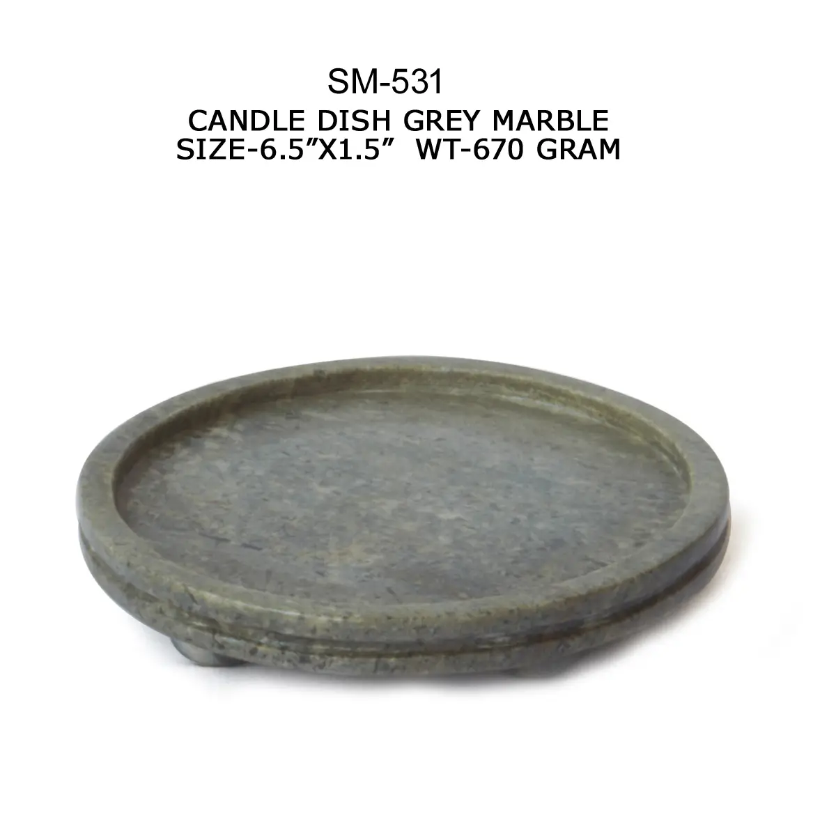 CANDLE DISH GREY MARBLE